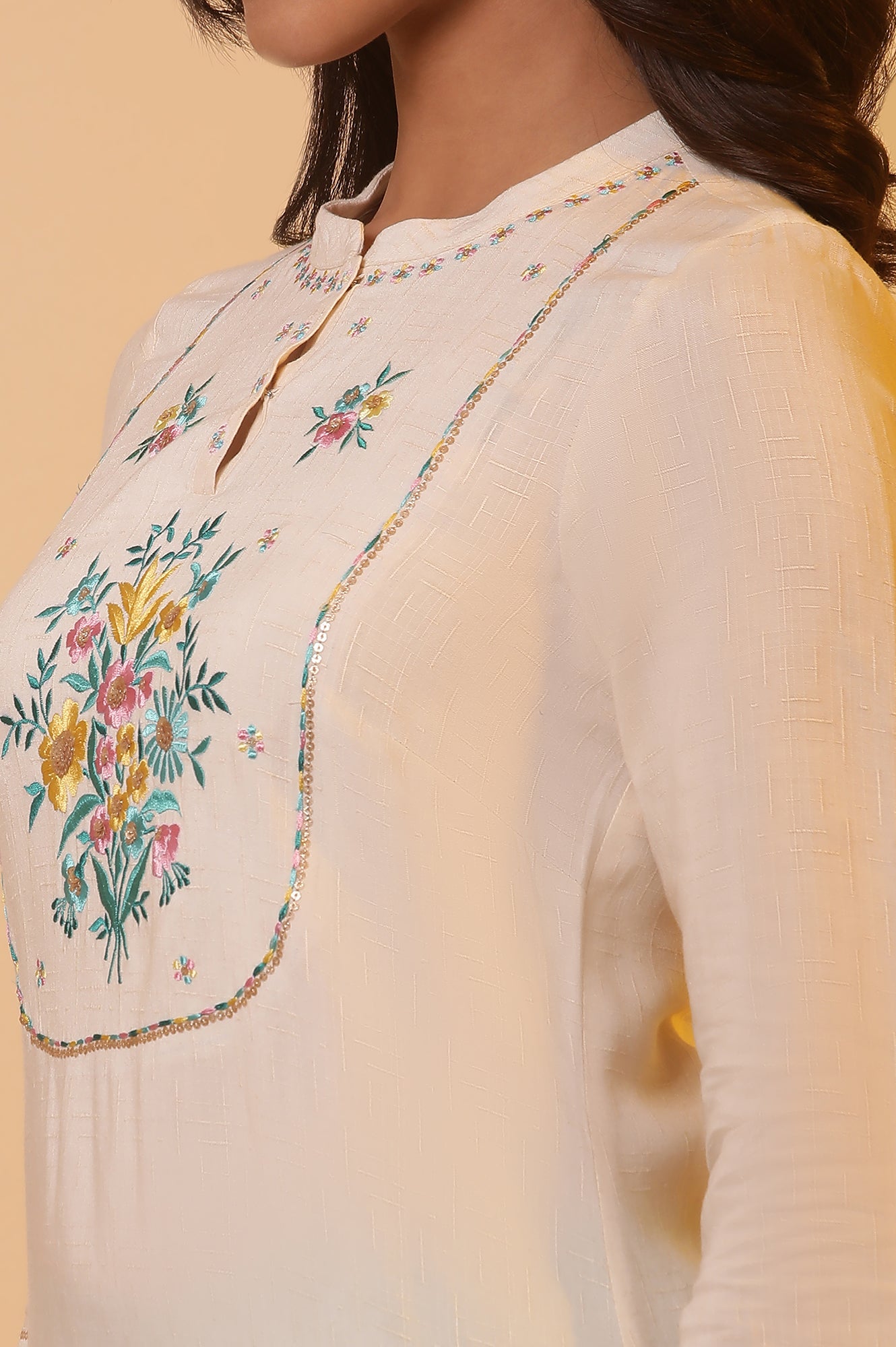 White Embroidered Light Festive Kurta