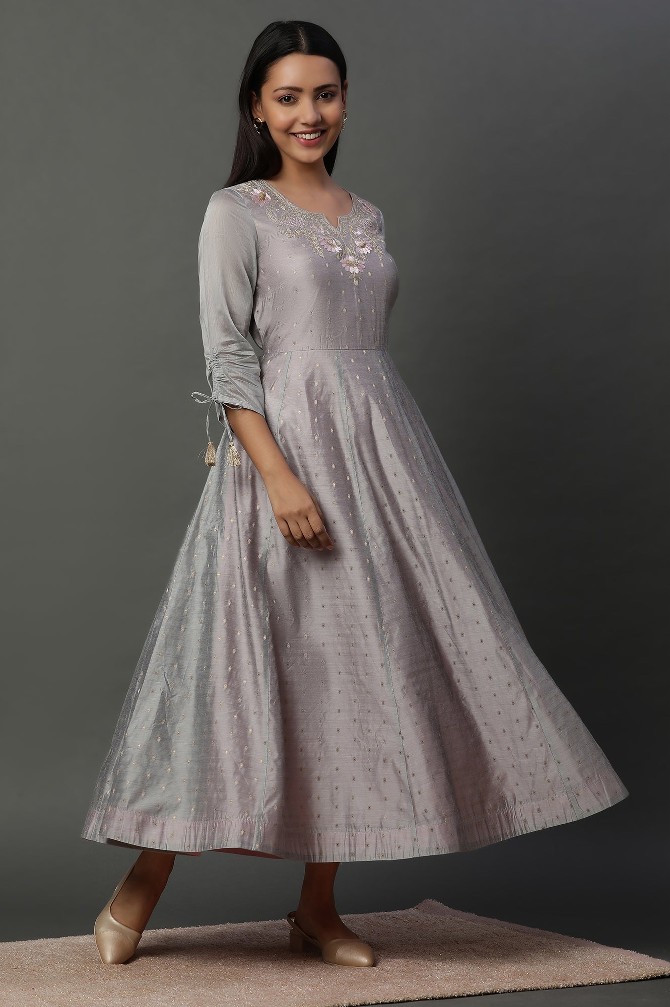 Buy Grey Zari Embroidered Flared Dress Online for Woman | Shop for Aurelia Buy Grey Zari Embroidered Flared Dress Online for Woman | Shop for Aurelia