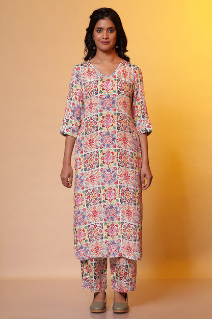 Multi-coloured Everyday Printed Straight Kurta