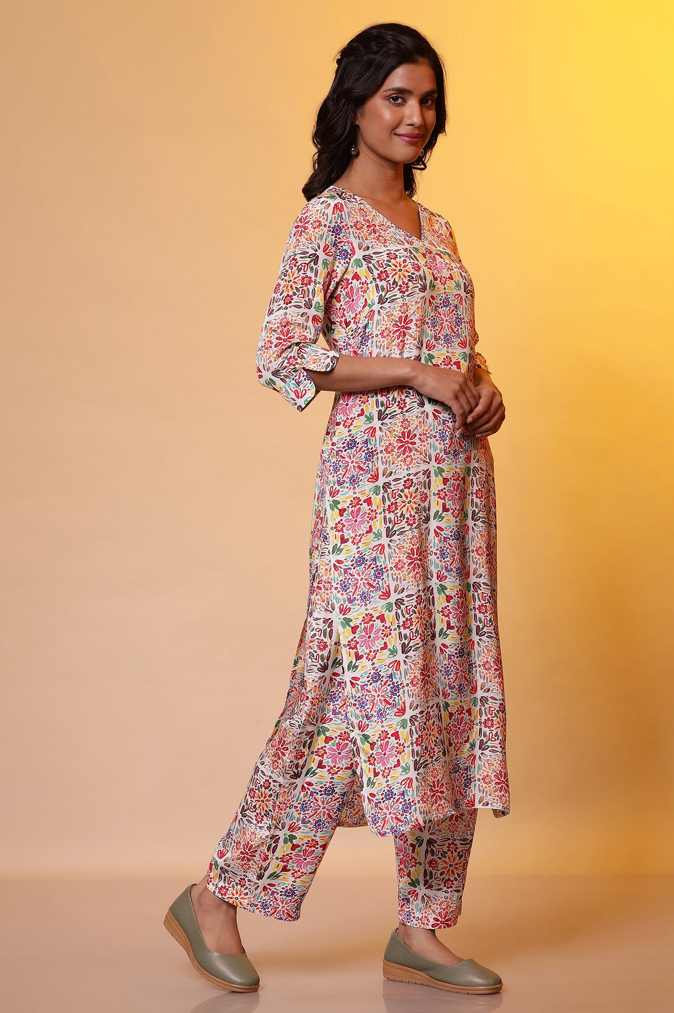 Multi-coloured Everyday Printed Straight Kurta