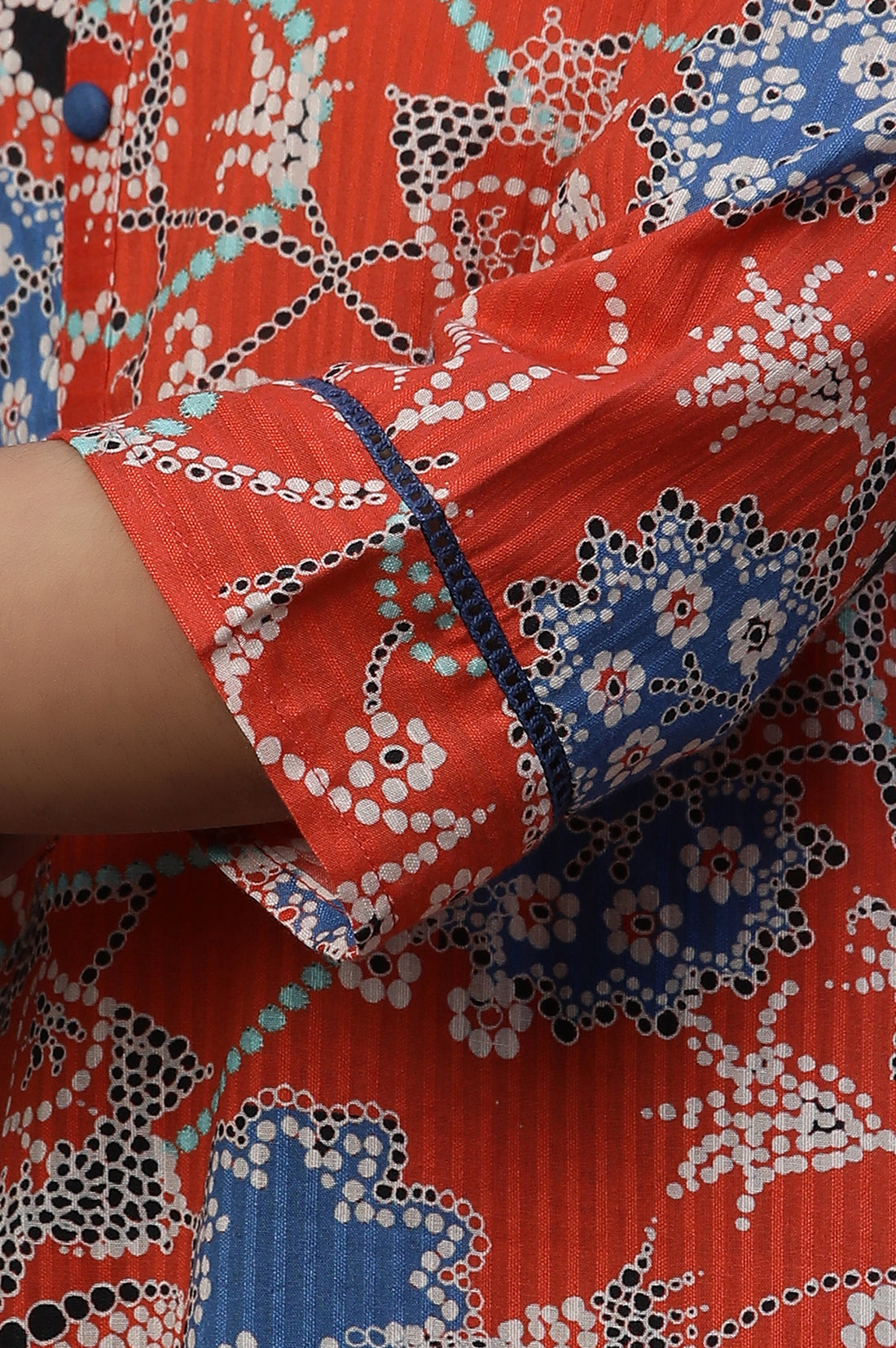 Orange Floral Printed Short Kurti