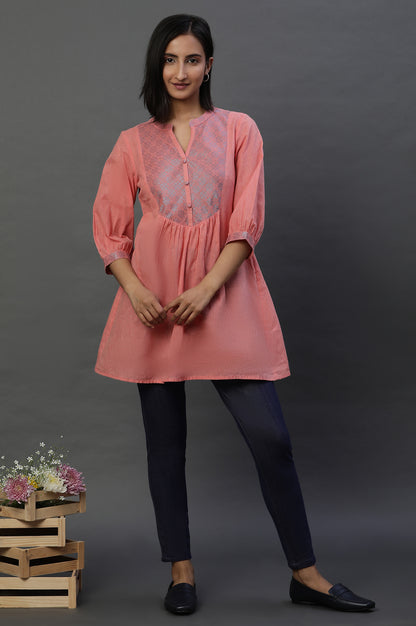 Pink Geometric Printed A-line Kurti