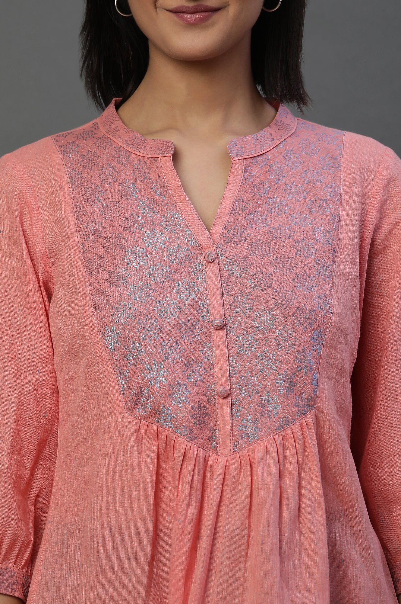 Pink Geometric Printed A-line Kurti