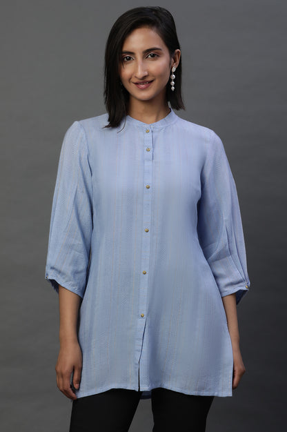 Blue Striped Short Kurti