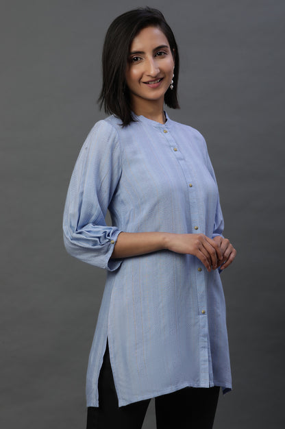 Blue Striped Short Kurti