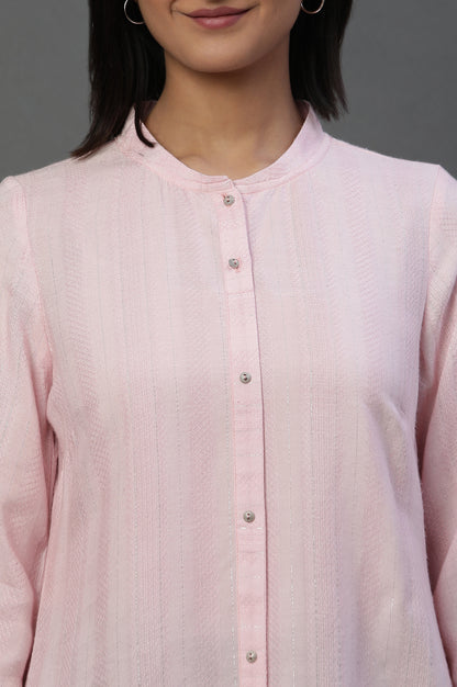 Pink Striped Short Kurti