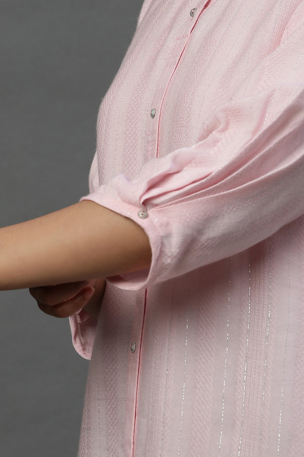 Pink Striped Short Kurti