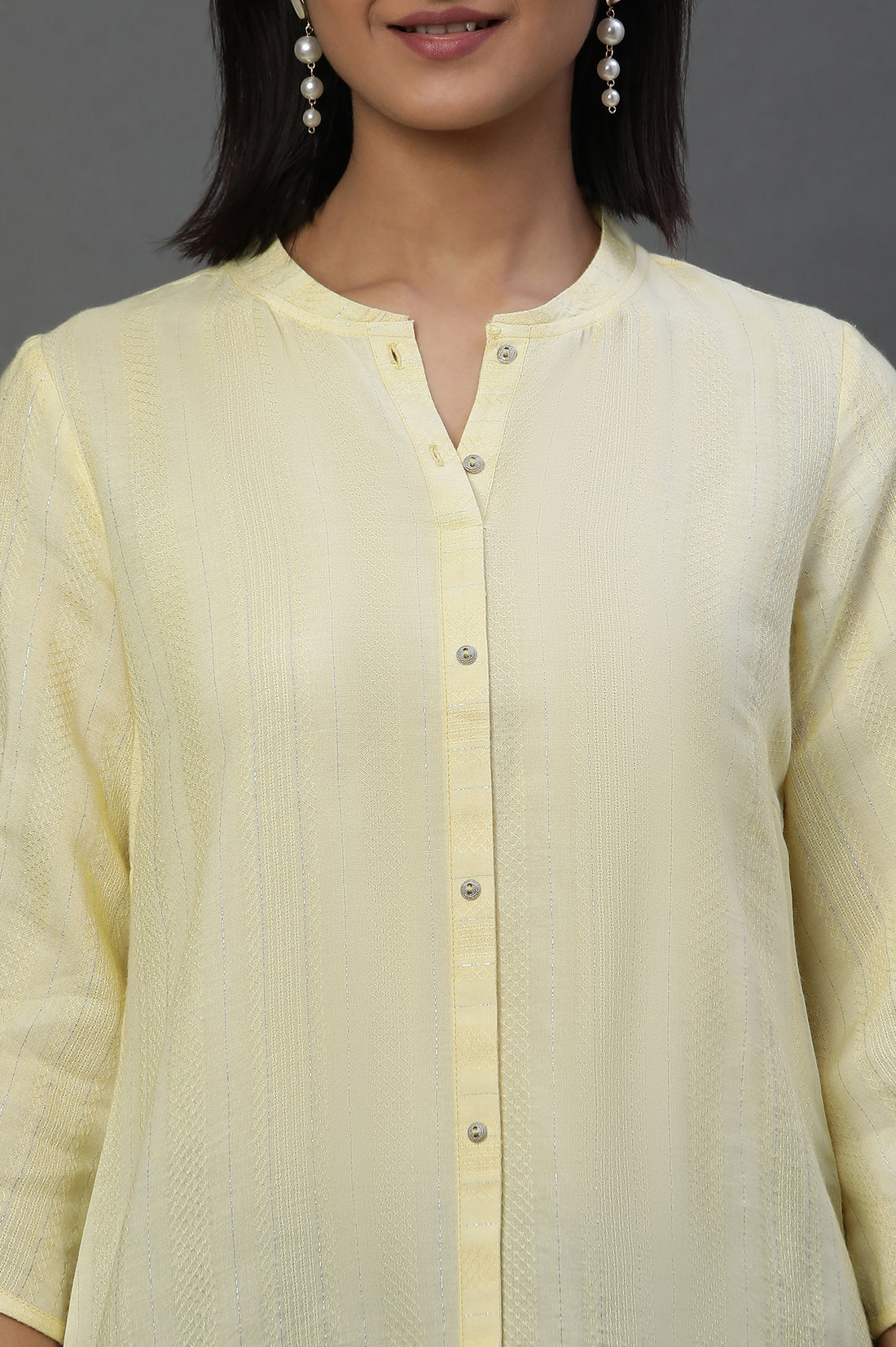 Yellow Striped Short Kurti