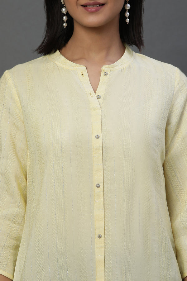 Yellow Striped Short Kurti