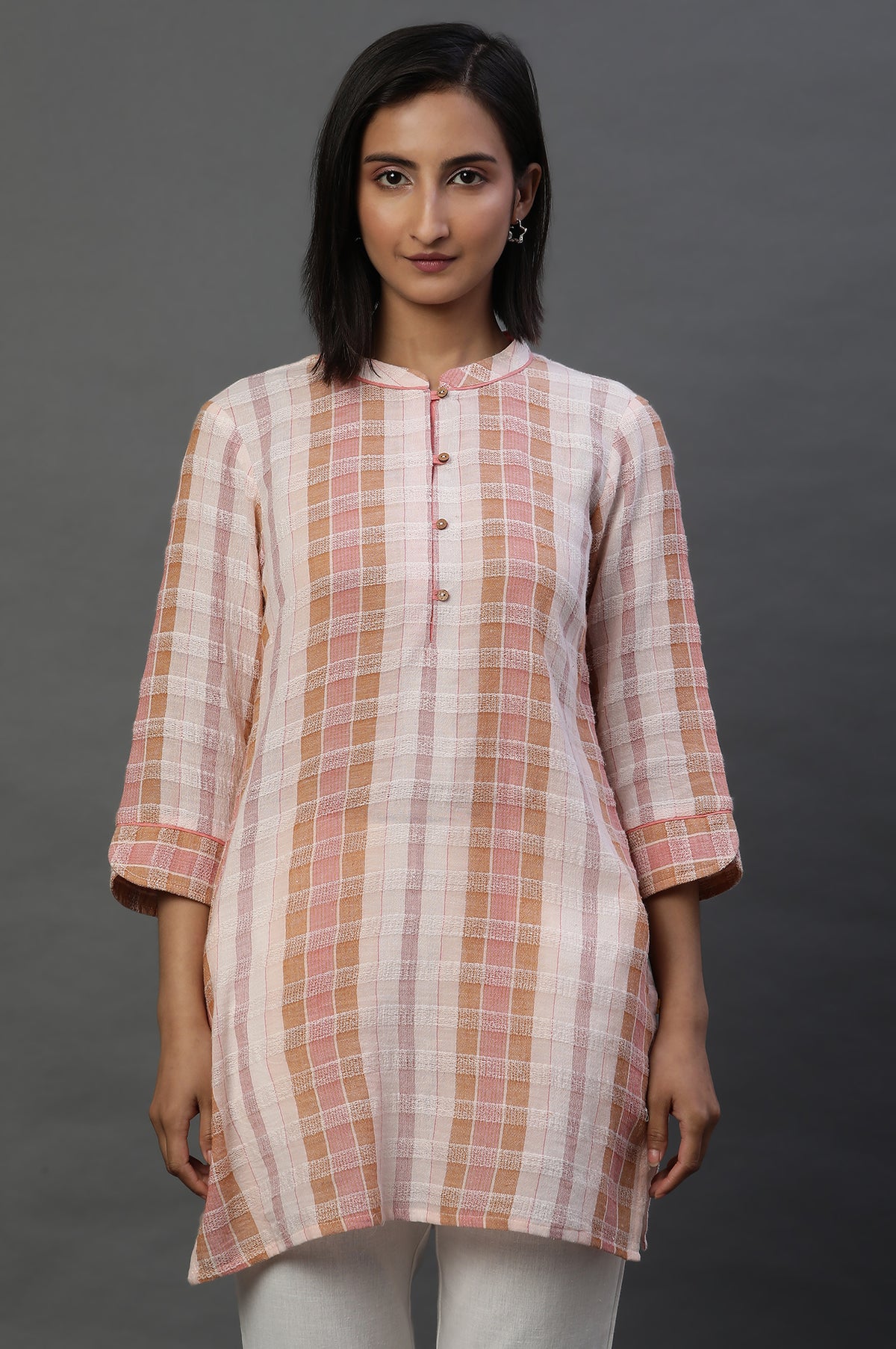 Multi-coloured Checker Short Kurti - XS