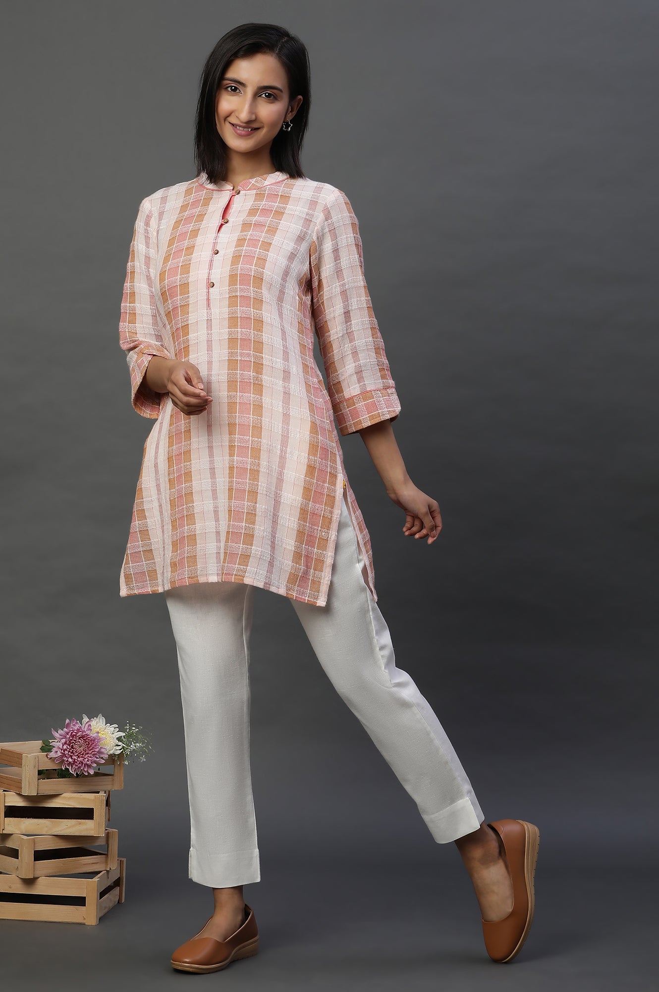 Multi-coloured Checker Short Kurti