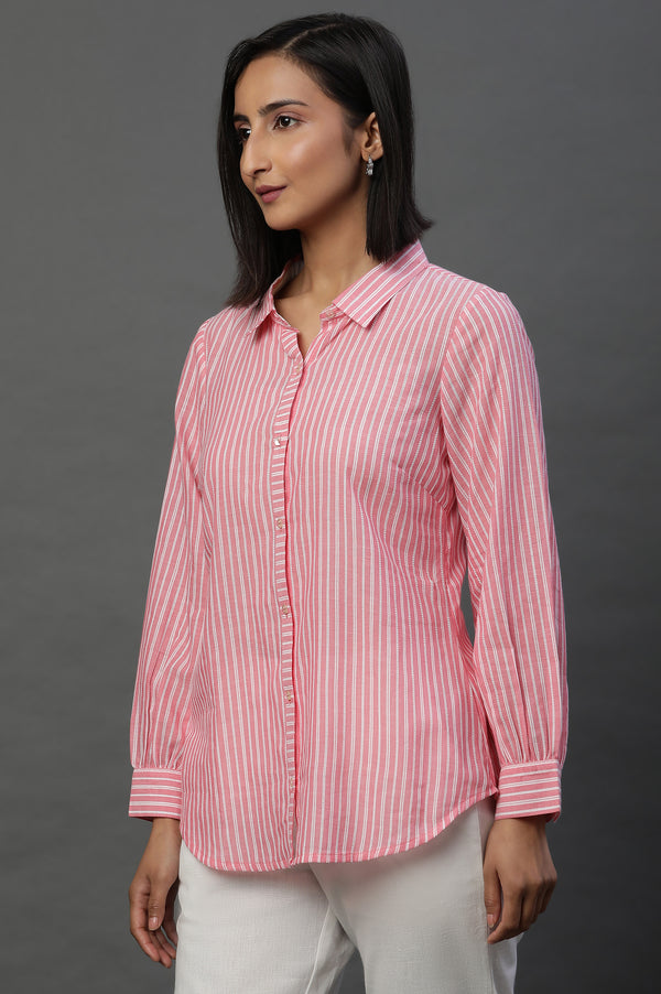 Pink Striped Cotton Shirt