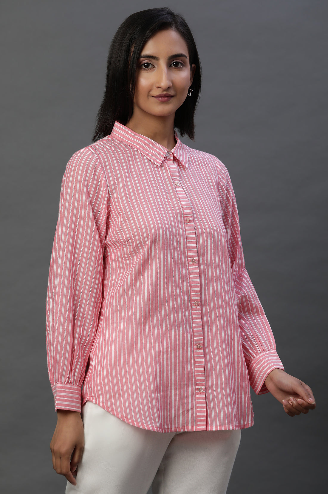 Pink Striped Cotton Shirt