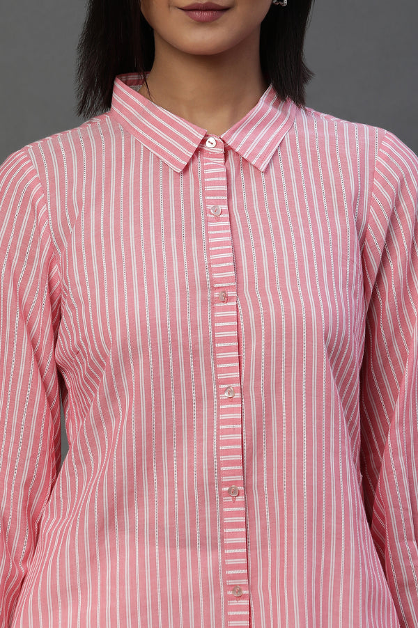 Pink Striped Cotton Shirt