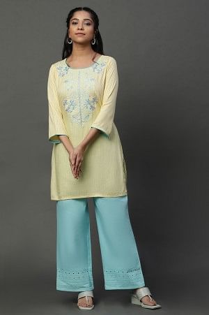 Mellow Yellow Embroidered Ethnic Kurti