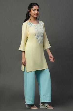 Mellow Yellow Embroidered Ethnic Kurti