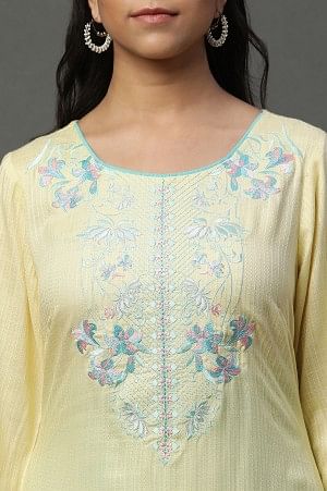 Mellow Yellow Embroidered Ethnic Kurti