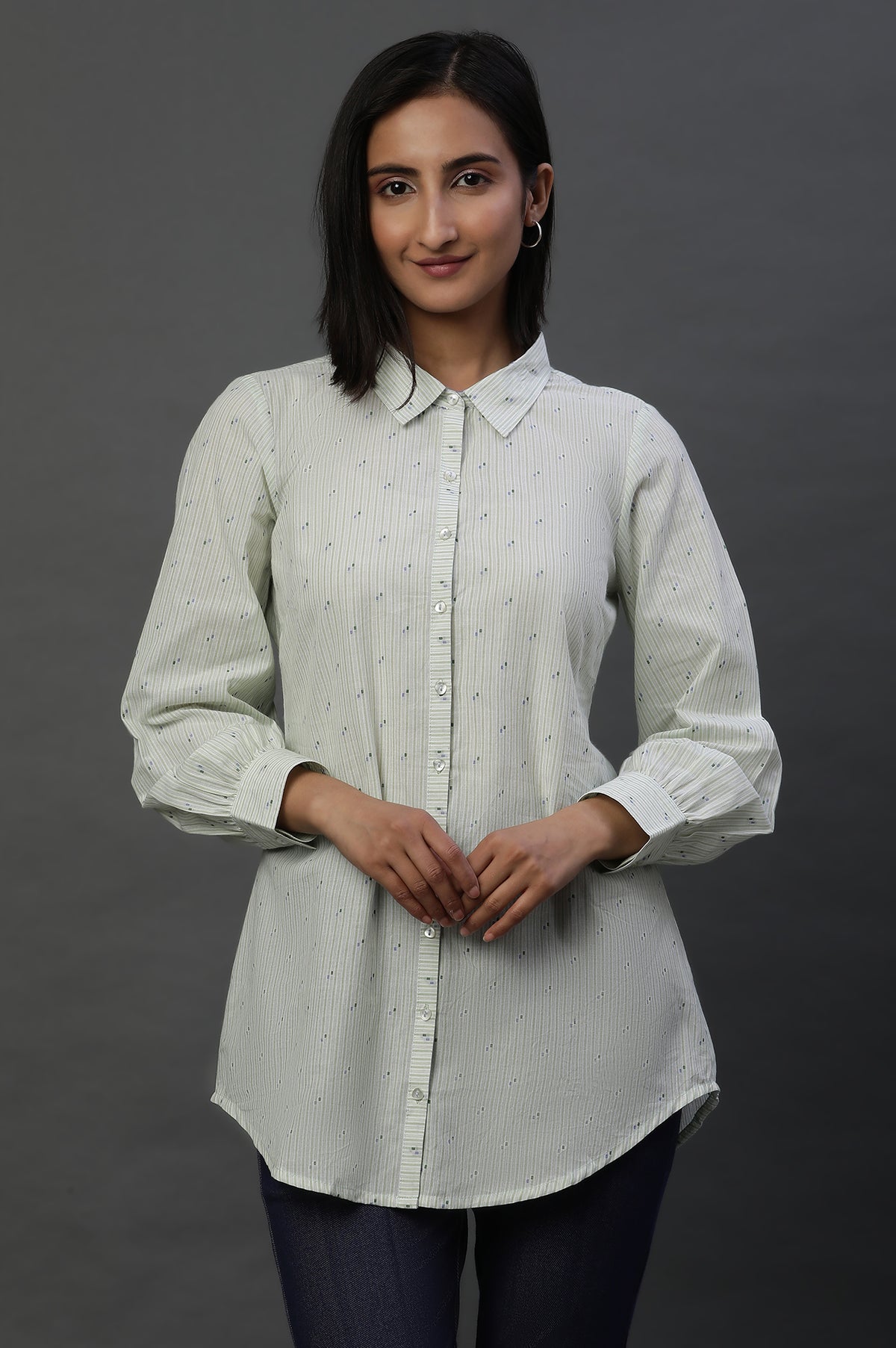 Green Yarn-dyed Dobby Shirt - XS