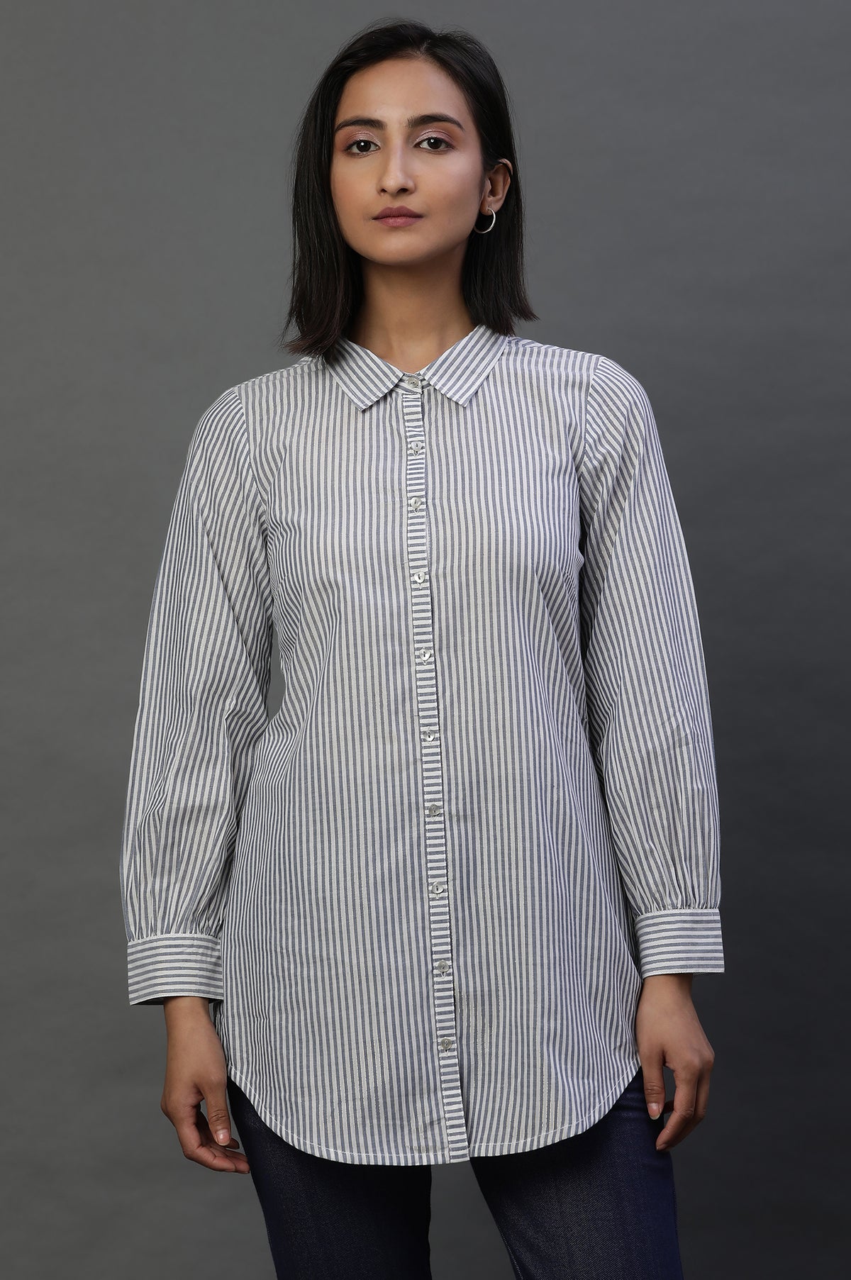 Navy Yarn-dyed Dobby Shirt - XS