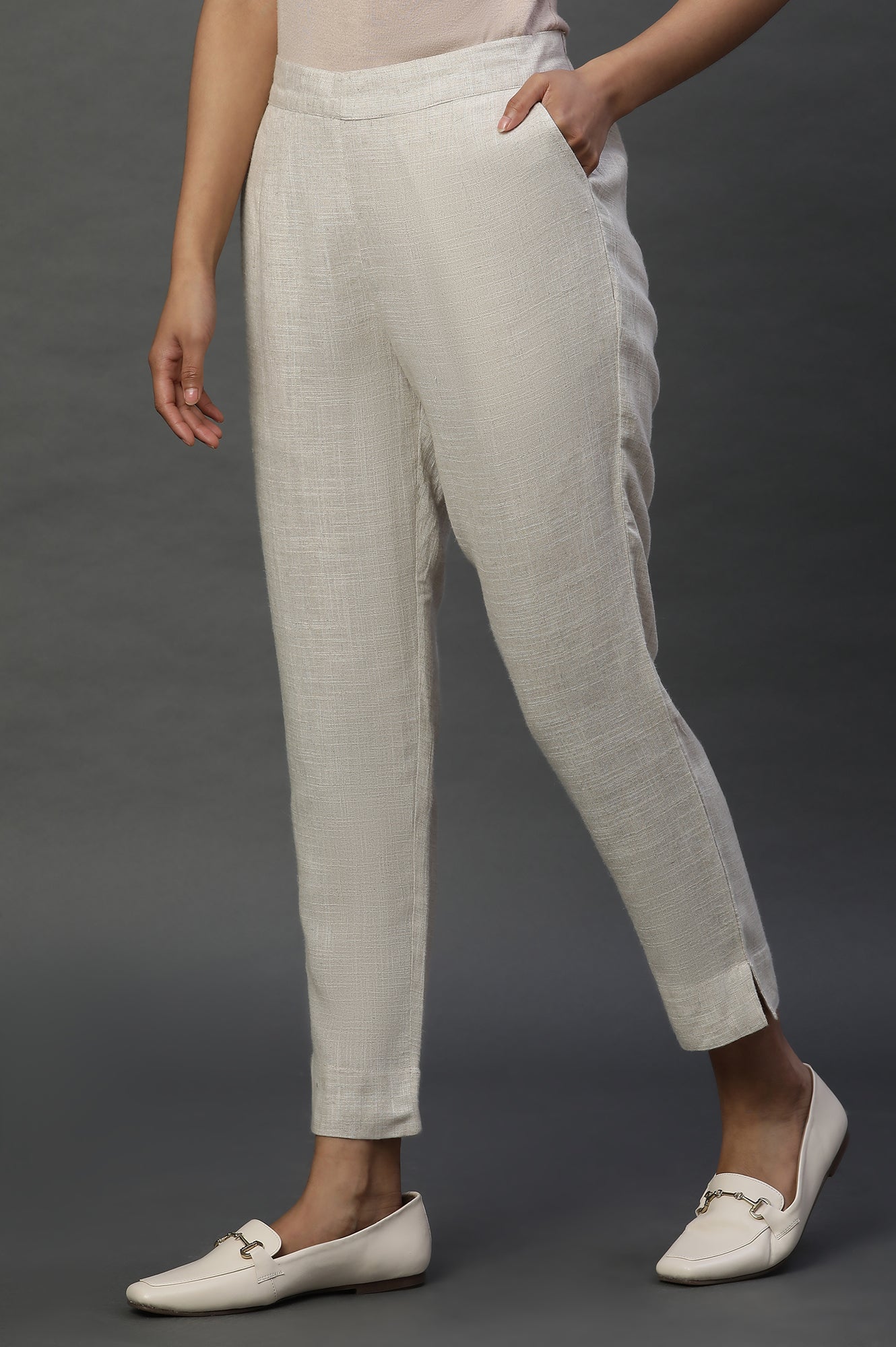 Natural Rayon Flax Trouser Pants