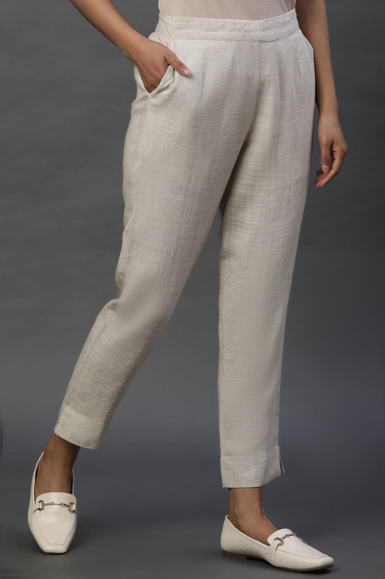 Natural Rayon Flax Trouser Pants