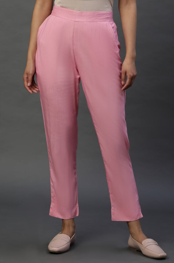 Baby Pink Taper Fit Trousers