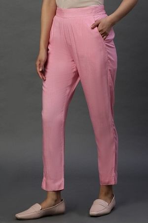 Baby Pink Taper Fit Trousers