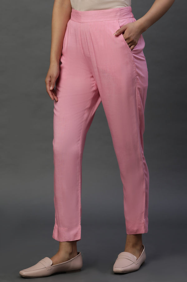 Baby Pink Taper Fit Trousers