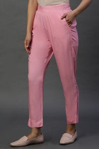 Baby Pink Taper Fit Trousers