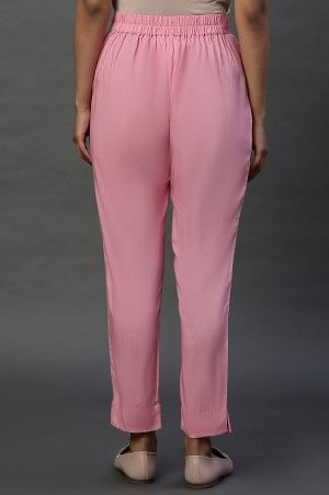 Baby Pink Taper Fit Trousers