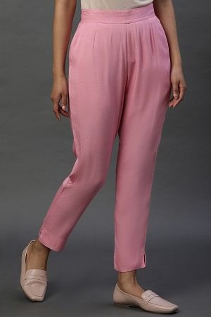 Baby Pink Taper Fit Trousers