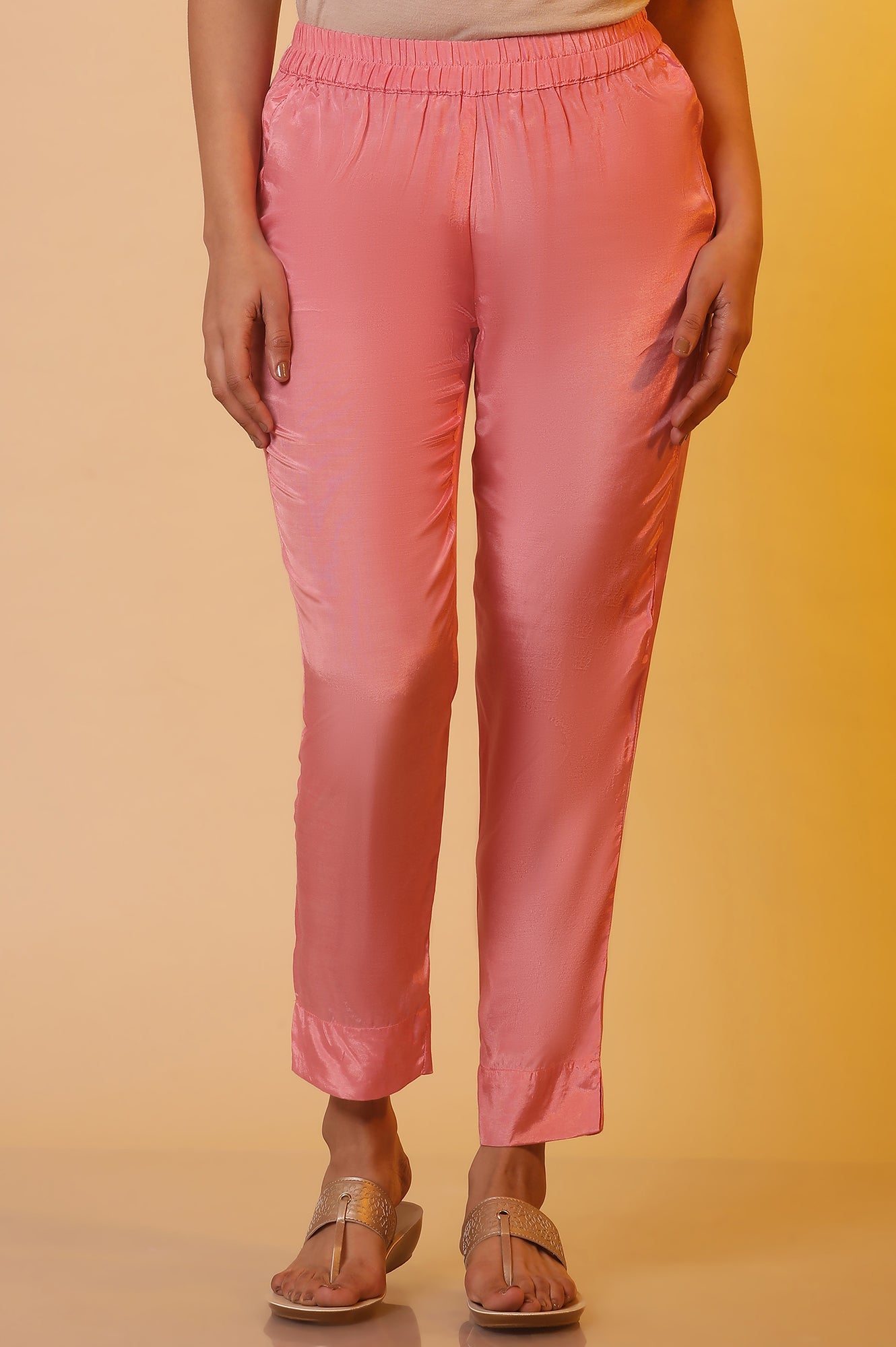 Pink Shantung Trousers