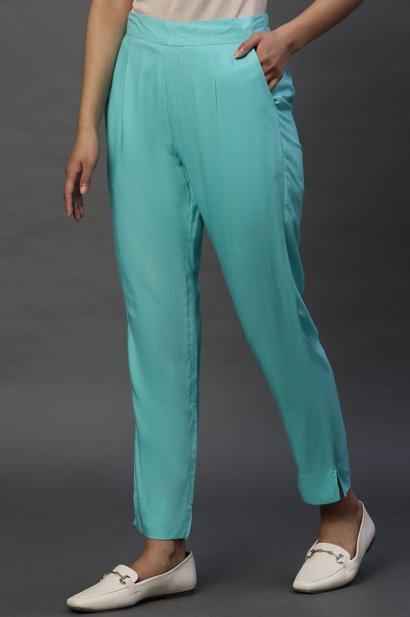 Blue Taper Fit Trousers