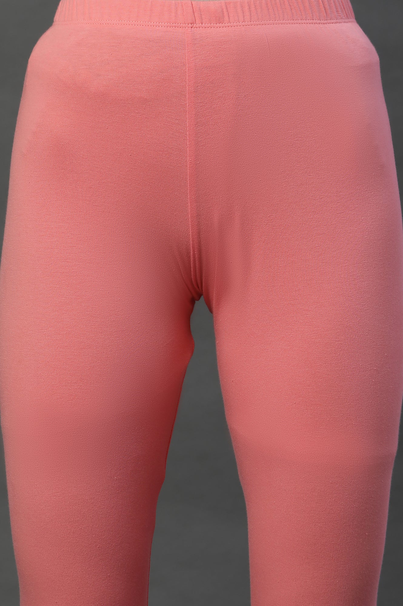 Pink Solid Cotton Lycra Tights