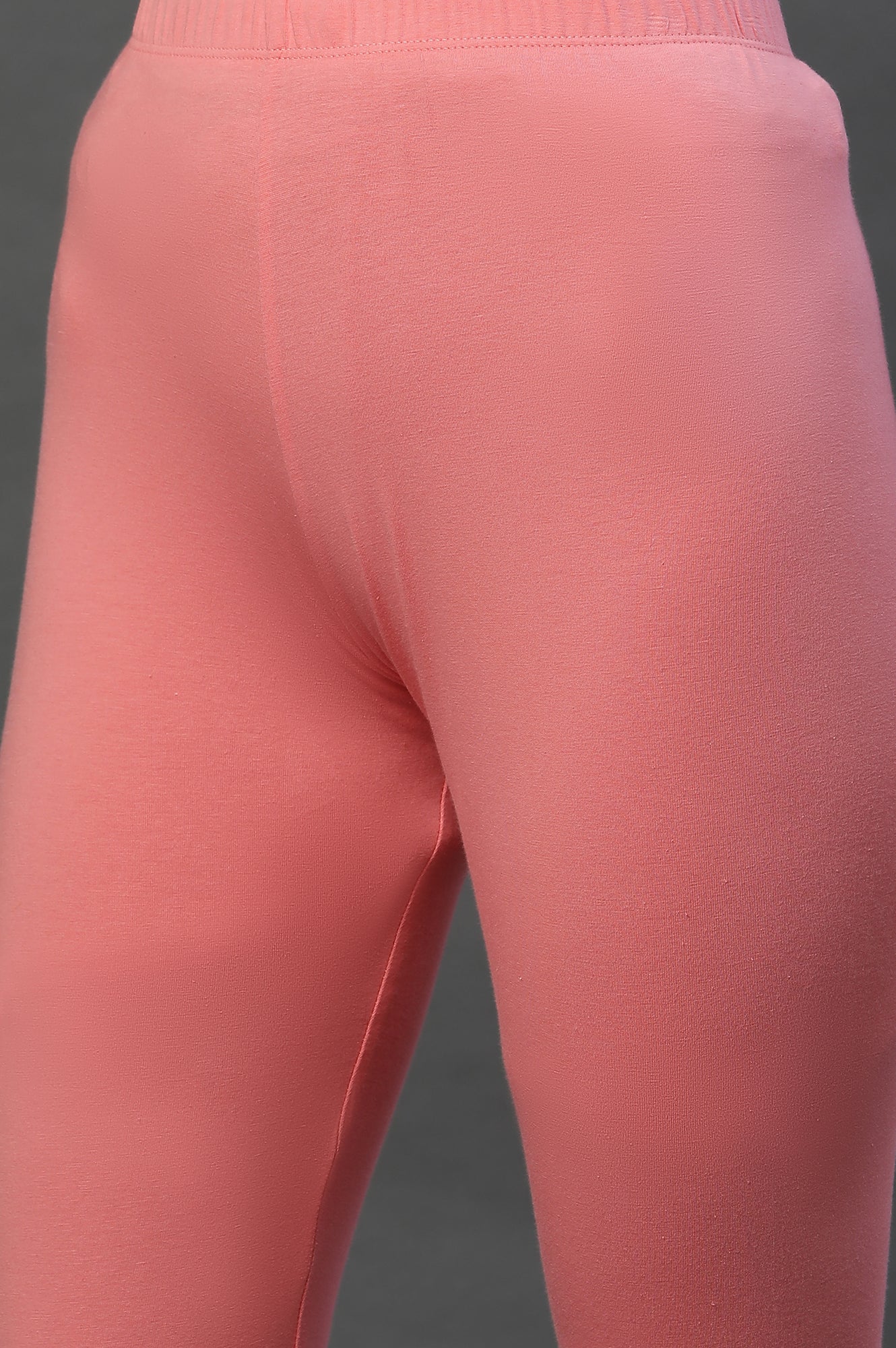 Pink Solid Cotton Lycra Tights