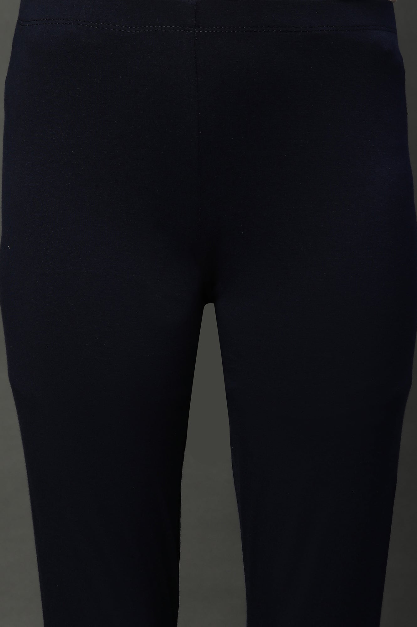 Blue Solid Cotton Lycra Tights