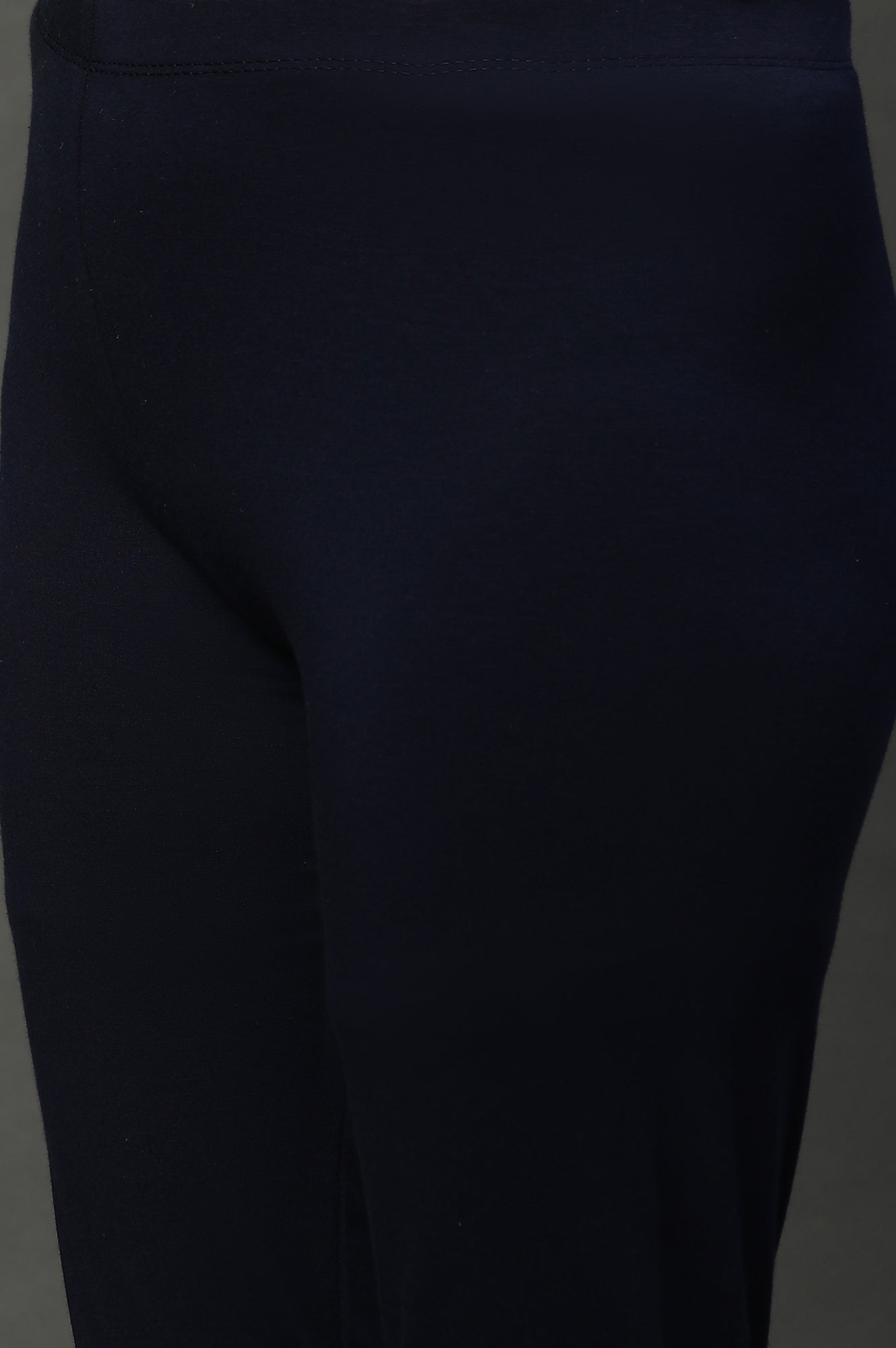 Blue Solid Cotton Lycra Tights