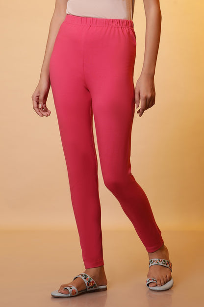 Pink Cotton Lycra Tights