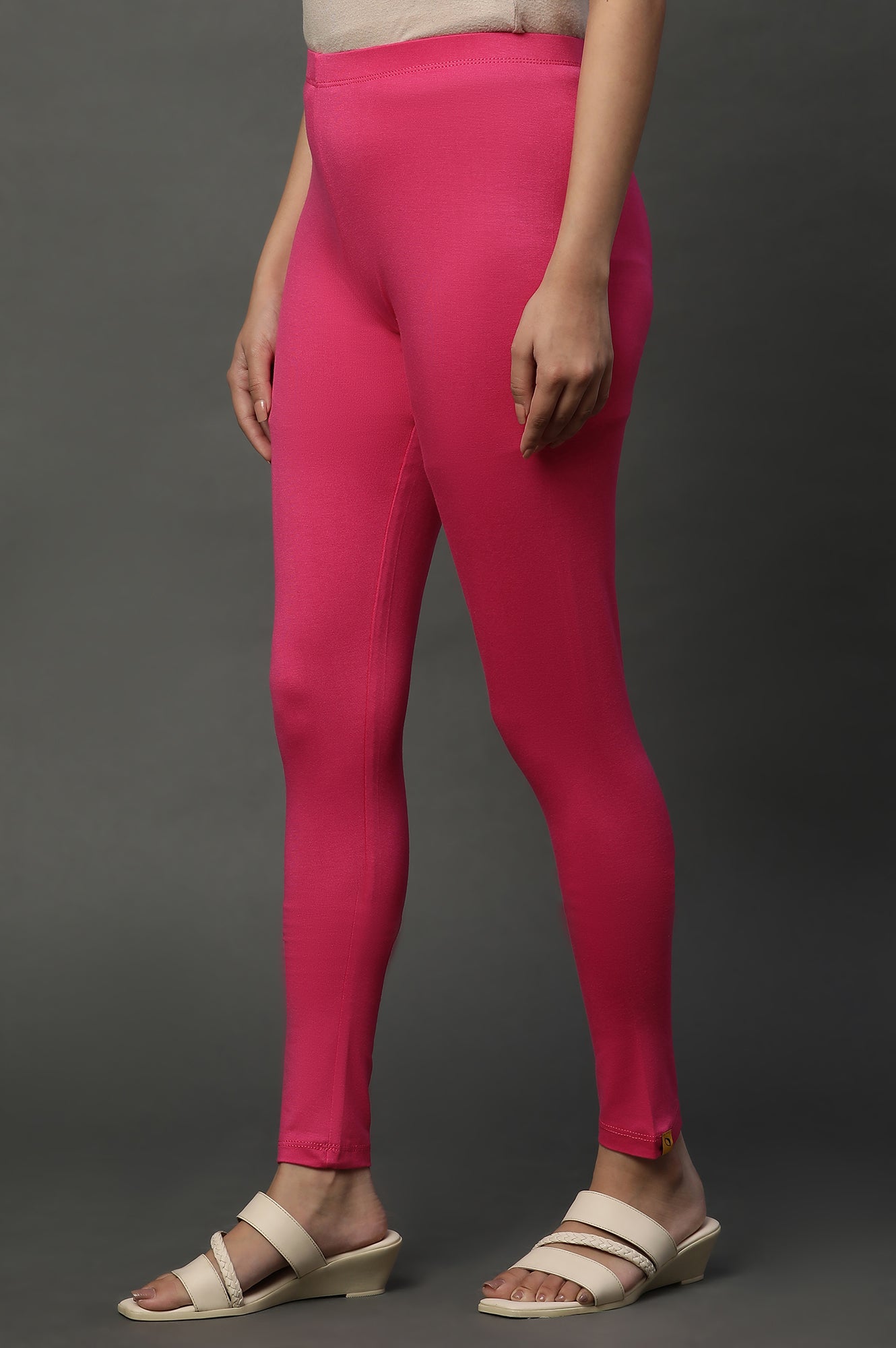 Pink Solid Lycra Tights