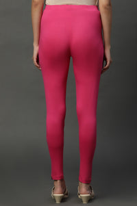 Pink Solid Lycra Tights
