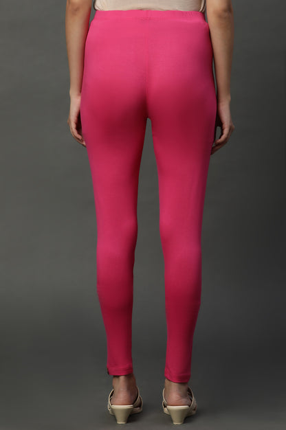 Pink Solid Lycra Tights