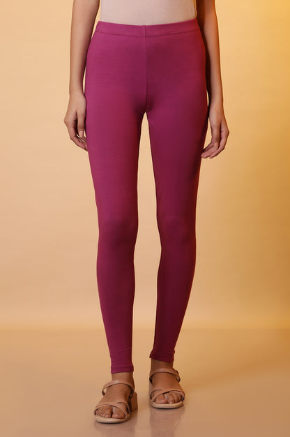 Purple Cotton Lycra Tights