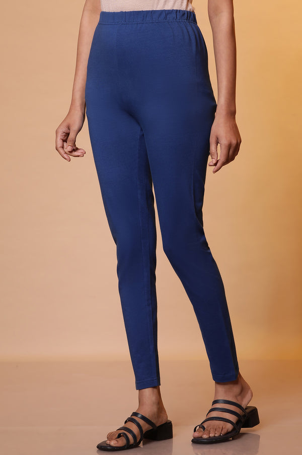 Blue Cotton Lycra Tights