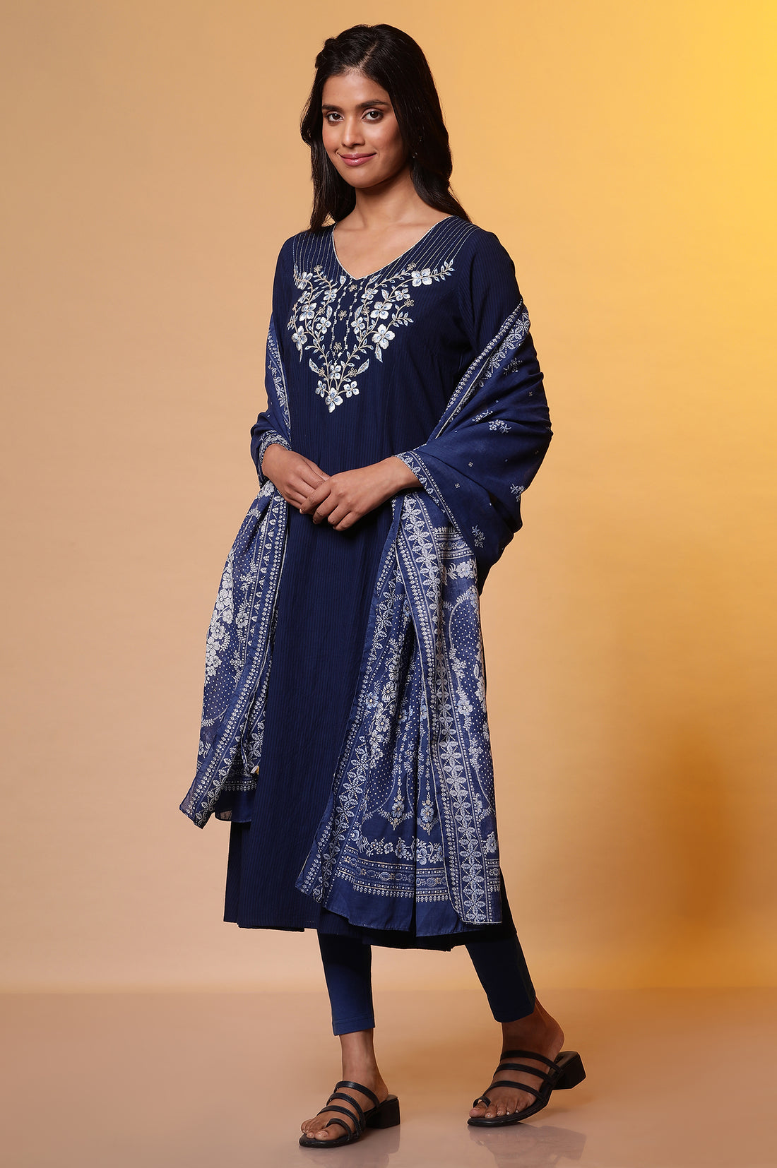 Blue Cotton Lycra Tights