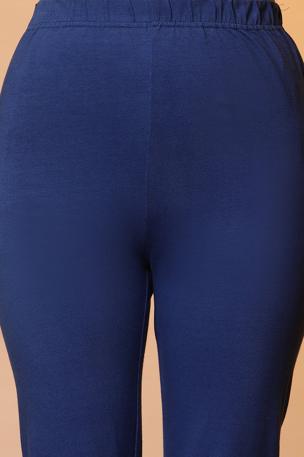 Blue Cotton Lycra Tights