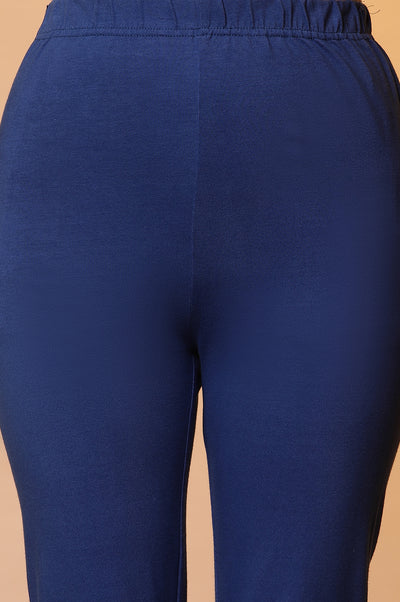 Blue Cotton Lycra Tights