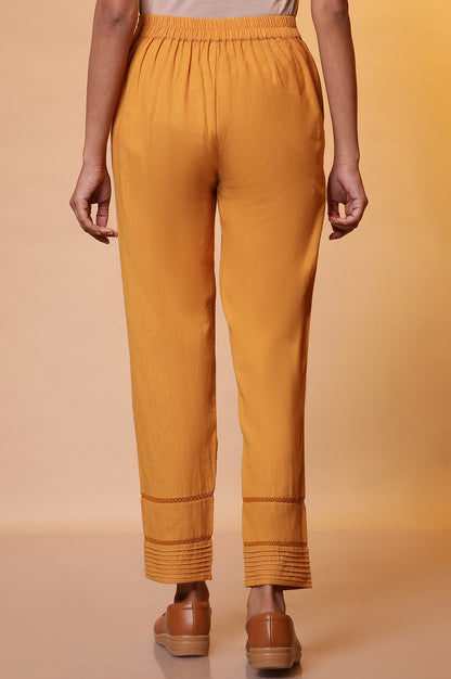 Mustard Straight Fit Trouser with Lace