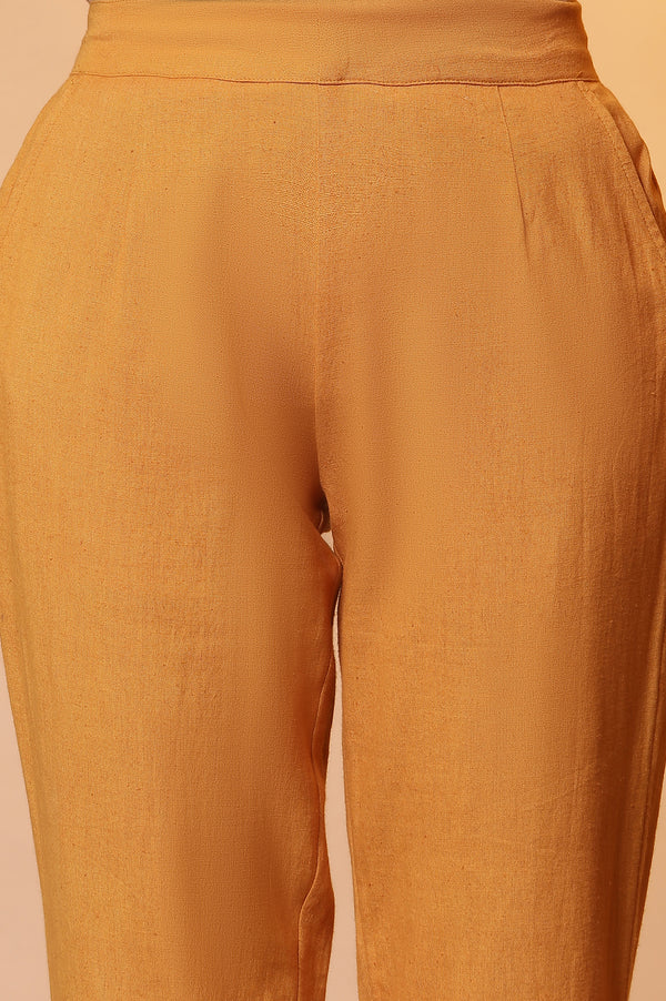 Mustard Straight Fit Trouser with Lace