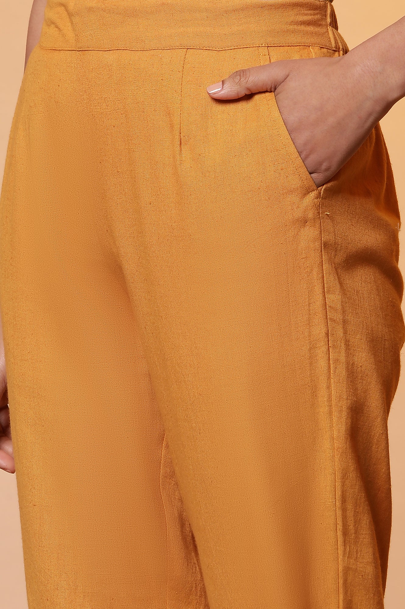 Mustard Straight Fit Trouser with Lace