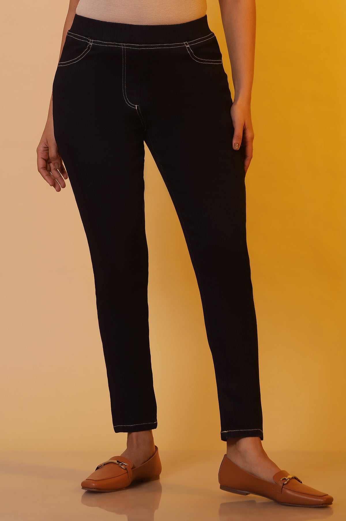 Blue Denim Lycra Jeggings - S